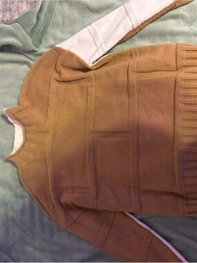 Absolutely Brown Knit Sweater with Box Stitch Detail